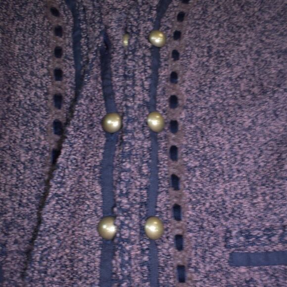 BCBGMaxAzria Wool Blend Tweed Jacket Women’s Size L Brown Gold Buttons - Picture 11 of 14
